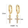 Golden stainless steel huggie earrings with zircon star pendant and size measurements - Zirconia Cross Hoop