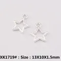Silver alloy star pendants in 13x10mm size for DIY necklace and bracelet crafting - XK1719#
