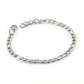 Classic silver Figaro chain bracelet in stainless steel with a secure lobster clasp - Steel Color (1.0*3.7*18+3mm)