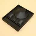 Set of black textured leather jewelry display stands for necklaces, rings, and earrings - Black PU Leather