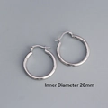 Minimalist 925 sterling silver hoop earrings with a 20mm inner diameter and polished finish - Inner Diameter 20mm / White Gold
