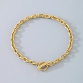 Minimalist golden stainless steel chain bracelet with OT toggle clasp for unisex - Bracelet (19CM) / 4.5mm / Gold