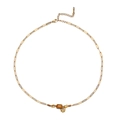 Collana a catena a graffetta dorata con pendente in occhio di tigre e zircone lucido - Collana di Perline Occhio di Tigre