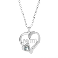Silver MOM heart necklace with love projection stone and sparkling white zircons - Silver Projection Style (K-1023)