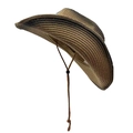 Western style woven sun hat with wide brim and adjustable wind cord in brown gradient - One Size / Brown to Dark Coffee Gradient (4#)