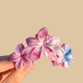 Pink and blue marble plumeria flower hair claw clip with a matte translucent finish - 9cm Purple (Marble Pattern)