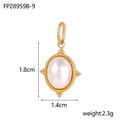 Oval vintage pearl pendant in golden stainless steel, 1.8cm size with SKU FP28959B-9 - White Pearl