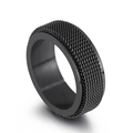 Bague rotative homme en acier titane noir avec texture de maille style industriel - US 7 / Noir
