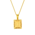 Collier en acier inoxydable plaqué or 18K avec pendentif rectangulaire lettre Y ajouré - Lettre Y (SP598G-Y)
