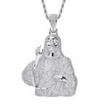 Hip hop silver Jesus pendant necklace with micro-pave cubic zirconia crystals - Stainless Steel Rope Chain/60cm / Silver