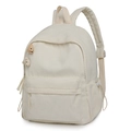 Mochila minimalista de pana en blanco crema con bonitos colgantes de oso para estudiantes - Sin Colgante de Oso / Blanco Roto