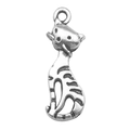 Antique silver cartoon cat pendant for DIY jewelry bracelets and necklace making - 1pc Cat 9x25mm 0.8g (3774)
