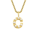 Elegant gold titanium steel box chain necklace with pearl-encrusted letter C pendant. - Letter C - Gold