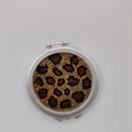 Klappbarer Taschenspiegel mit goldenem Leopardenmuster aus Strass auf Silbergehäuse - Schwarz Braun Leopard
