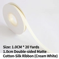 Matte cotton ribbon in cream white, 1.0cm width on spool for gift and flower wrapping - Double-sided Matte Cotton / 1.0cm Wide * 20 Yards / Milky White