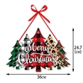 Plaid Christmas tree door hanger with Merry Christmas text and red ribbon hanger - Christmas Tree