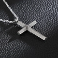 Silver vintage style stainless steel cross pendant necklace with twist chain for men - Pendant Only / Oxidized Black