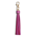 Pink and purple leather tassel keychain with golden metal clasp accessory for bags - Rose Red