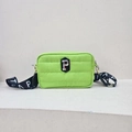 Fluorescent green nylon quilted crossbody bag with logo and branded black wide strap - Green