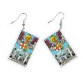 Retro acrylic tarot card earrings featuring the Judgement card design and metal hooks - Judgement-C102