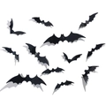 3D Halloween bat wall stickers set in black, multi-size PVC spooky party decorations - 3D Bat Wall Stickers