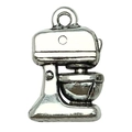 Silver vintage stand mixer alloy charm for DIY jewelry and keychains on white background - Coffee Grinder