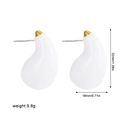 Detailed dimensions of white enamel water drop earrings with weight and size measurements - Gold White (22538_6)
