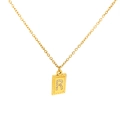 18k gold plated rectangular pendant necklace with sparkling zircon letter R detail - Letter R(S-N150-R)