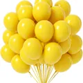 20pcs thick 10-inch yellow matte latex balloons with gold ribbons for party decor - Yellow