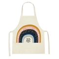 Linen sleeveless apron in beige with a rainbow print and FOLLOW YOUR DREAMS quote - 47x38cm(Kids) / W-1371 Rainbow