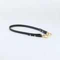Litchi pattern black leather shoulder strap with gold hardware and white contrast stitching - 1.2cm Width Black (White Thread)