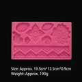 Pink silicone bark texture mold with lace floral patterns, 19.5x12.5x0.9cm size - Style 02025 Pink