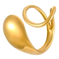 Minimalist 18K gold plated stainless steel irregular fluid ring with mirror finish - Irregular Streamline Waterdrop Style (BJGR0935)