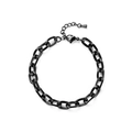 Minimalist chunky black stainless steel link chain bracelet with adjustable lobster clasp - Cross Chain Bracelet / Black