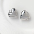 Set of two polished silver resin heart charms for DIY jewelry making accessories - 23# White K Heart 23