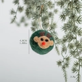 Addobbo natalizio renna in feltro verde con corna marroni, pendente diametro 4,8 cm - Pallina di Feltro Renna Verde