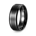 8mm matte black stainless steel men's ring with brushed finish and beveled edges - 8MM Black / 6