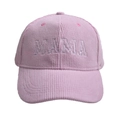 Cappellino da baseball in velluto rosa con ricamo MAMA e design classico a sei pannelli - Stile MAMA / Rosa
