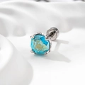 Titan-Ohrstecker mit Schraubverschluss und blau-gelbem Rose-Cut Kristallbesatz - Minz-Eistee - Blau-Gelb-Verlauf (Einzelstück)