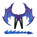 Set ali e coda di drago viola per bambini per cosplay di Halloween con squame - Blu e Viola