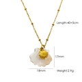 14K gold stainless steel necklace featuring a white shell pendant and gold chain - N9-Layered Shell