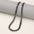 Classic tennis necklace with rectangular black obsidian stones on silver base - Steel-Black Necklace