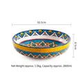 30.5cm Bohemian hand-painted ceramic salad bowl with 2800ml capacity and mandala pattern - 12 Inch Salad Bowl (30.5cm)