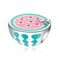 Ciondolo anguria in argento S925 con smalto rosa e piccolo dettaglio di ape in argento - Stile Anguria Ape (29) / taglia standard