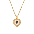Collier cœur en acier plaqué or 18K avec fleur de juin et incrustation nacre - Or-Juin