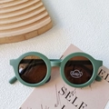 Matte Morandi green round frame sunglasses for kids with UV400 protection lenses - Green
