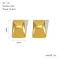 Minimalistische konkave quadratische Ohrringe aus 18k vergoldetem Edelstahl, 28x20 mm - 18K Gold / Gold (ZYG1526)