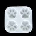 Semi-transparent silicone mold featuring four cute heart-shaped pet paw print designs - 4 Cavity Heart Cat Paw Silicone Mold