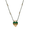 Fashion heart pendant necklace with green gradient finish and woven three-color rope - Green Heart Necklace