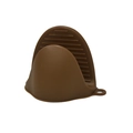 Brown heat-resistant silicone oven mitt with non-slip texture for kitchen cooking - Coffee